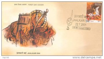 First Day Cover 22 Jul 2001 Jhalkari Bai (Warrior Of Jhansi) (Fdc-2001) (Spots/Hinged/Slightly Damaged/Paper Stuck)