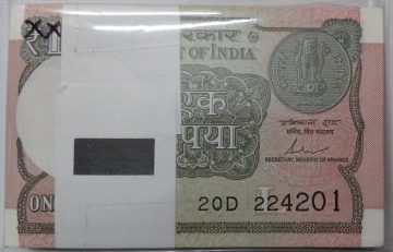 1 Rupee Bundle notes Governor Shakti Kanta Das Inset L 2017 UNC (100 Notes)  201 TELESCOPIC NUMBER
