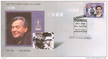 First Day Cover 14 Dec 2001 Raj Kapoor (Film Actor & Director) (Fdc-2001) (Spots/Hinged/Slightly Damaged/Paper Stuck)