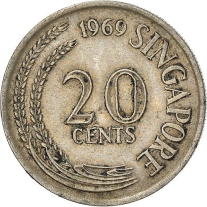 20 Cents 1969 Singapore/ Singapore (used) | Indian Postage Stamps | Indian Coins | Old Indian Currency | Rare Indian Coins | Numismatic Collection India