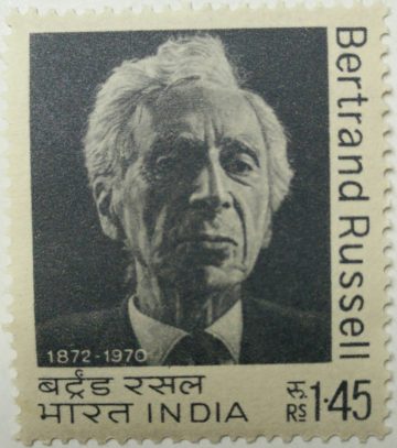 Bertrand Russel. Personality, Philosopher, Logician, Mathematician, Historian, Social Critic, Nobel Laureate, Rs. 1.45 (Hinged/Gum washed stamp)
