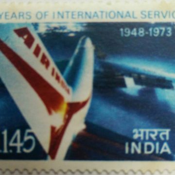 Air-India International Services - 25th Anniversary. Aviation, Air India, Anniversary, Aircraft, Airlines,  (Hinged/Gum washed stamp)