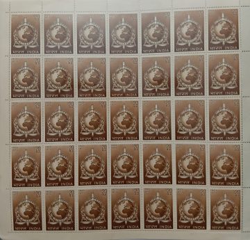 Interpol. Emblem, Crime, Police, International Criminal Police Organization, Globe, Sword, Public Safety, Scale, Olive Wreath, Kotinos, 20 P. (Hinged/Gum washed stamp Fullsheet-35 Stamps)
