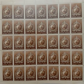Interpol. Emblem, Crime, Police, International Criminal Police Organization, Globe, Sword, Public Safety, Scale, Olive Wreath, Kotinos, 20 P. (Hinged/Gum washed stamp Fullsheet-35 Stamps)