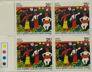 Anniv. of UNICEF in India(Block of 4 TL Stamp)