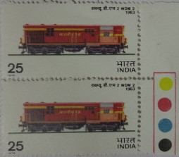WDM2 Diesel B.G. Locomotive Diesel Locomotive works Varanasi (Set of 2) (Traffic Light Stamp)