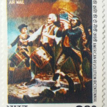 American Revolution Bicentenary. Bicentenary, America, Revolution, Drum, Flag, Independence, Event, Celebration, Airmail Stamp,Rs. 2.80  (Hinged/Gum washed stamp)
