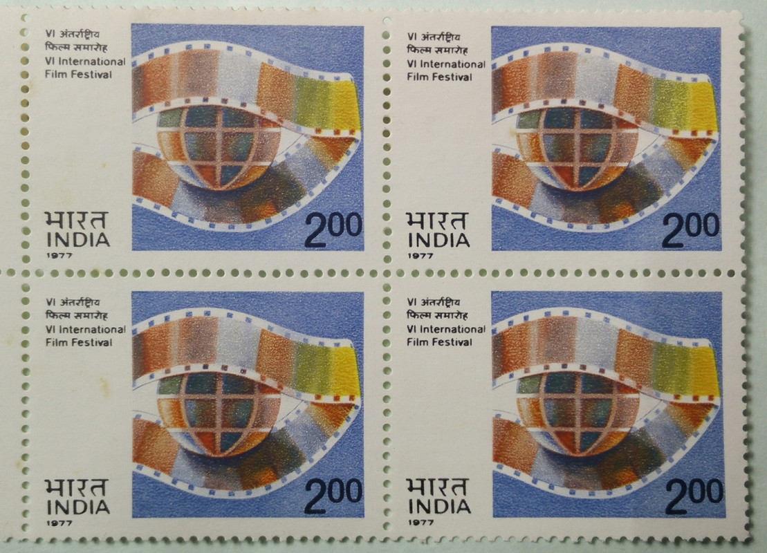 6th International Film Festivaql of India (Block of 4 stamp)