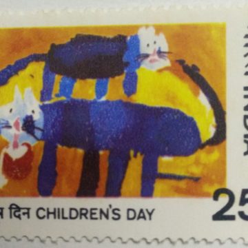 Childrens Day. Childrens Day, Painting, Cat, (Hinged/Gum washed stamp)