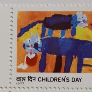 Childrens Day. Childrens DayPaintingCat(Hinged/Gum Wash)