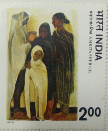 Modern India Paintings - Amrita Shergil. Painting, Hill Women, Rs. 2  (Hinged/Gum washed stamp)