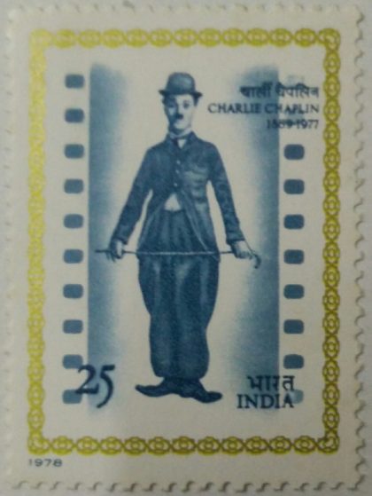 Charlie Chaplin. Personality, Cinema, Comic Actor, Film Director, Film Producer, Screenwriter, Editor, Composer, Cap, Headgear, Stick, Costume, 25 P. - MNH Stamp | Indian Postage Stamps | Indian Coins | Old Indian Currency | Rare Indian Coins | Numismatic Collection India