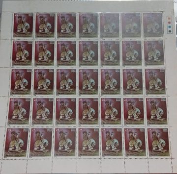 Indian Museums - Kachchh Museum. Museum, Antiques, Artifacts, Archaeology, Airawat, Elephant, Carriage, Jainism, 25 P.  (Hinged/Gum washed stamp Fulllsheet -35 Stamps)