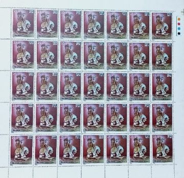 Indian Museums - Kachchh Museum. Museum, Antiques, Artifacts, Archaeology, Airawat, Elephant, Carriage, Jainism, Rs.25p- MNH (Stamp Full Sheets - 35stamps)