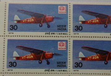 De Haviland Puss Moth (Hinged gumwash Block of 4 TL)