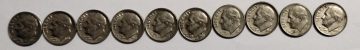 USA 1 DIME 1980-1990 (10 COINS)- 1982 MISSING