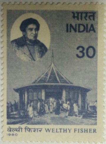 Welthy Fisher. Personality, Teacher, Missionary, Author, Ramon Magsaysay Award, Saksharta Nicketan House, 30P.  (Hinged/Gum washed stamp)