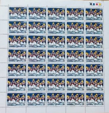Childrens Day. Childrens Day, Painting, Girls, Dancing, Rs.35p- MNH (Stamp Full Sheets - 35stamps)
