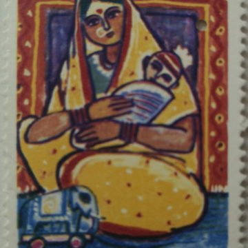 Childrens Day. Childrens Day, Mother and Child, Painting, 50 P.  (Hinged/Gum washed stamp)