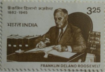 Franklin Delano Roosevelt. Personality, American Statesman, Political Leader, U.S. President, Philatelist, Stamp Collection, Philately Rs. 3.25 (Hinged/Gum washed stamp)