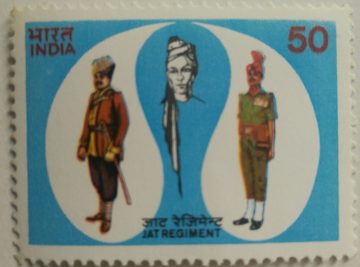 Jat Regiment. Regiment, Battalion, Defence, Military, Uniform, Costume, Headgear, Emblem, 50 P. (Hinged/Gum washed stamp)
