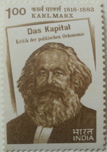 Karl Marx. Personality, Philosopher, Economist, Sociologist, Historian, Journalist, Socialist, Book, Literature, Das Kapital Rs. 1 (Hinged/Gum washed stamp)