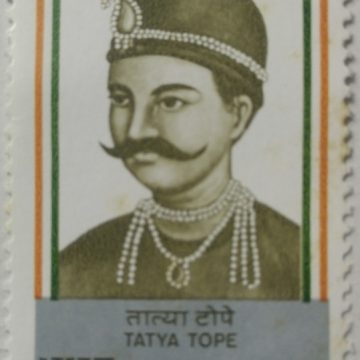 Tatya Tope - Indias Struggle for Freedom. Personality, Ramachandra Pandurang Tope, Mutineer, Freedom Fighter, Rebellion, Sword, Battle Tank 50 P.  (Hinged/Gum washed stamp)