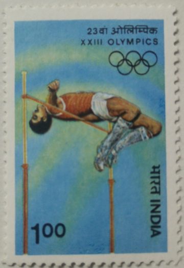 XXIII Olympic Games, Los Angeles. High jumping (Hinged/Gum washed stamp)
