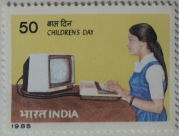 Childrens Day. Childrens Day, Computer, Girl, Electronics, Development 50 P. (Hinged/Gum washed stamp)