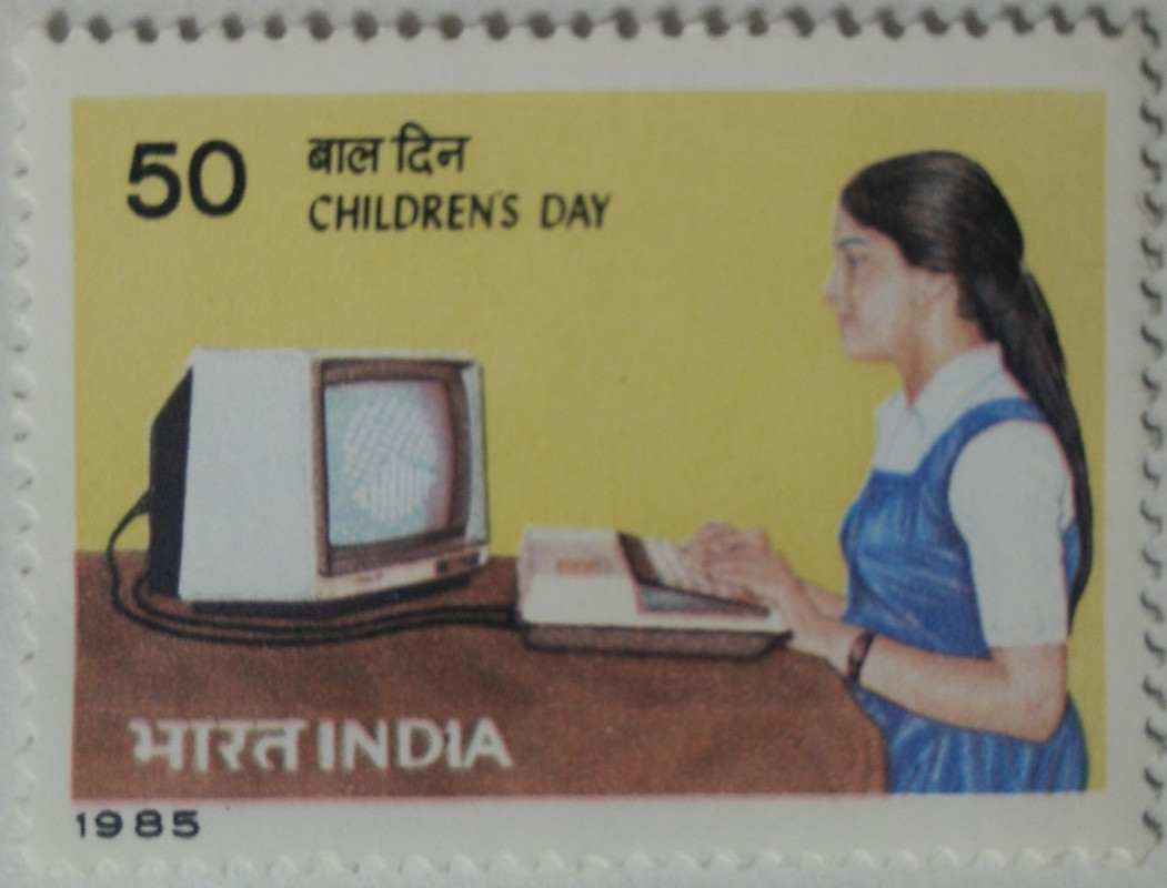 Childrens Day. Childrens Day, Computer, Girl, Electronics, Development 50 P. (Hinged/Gum washed stamp)