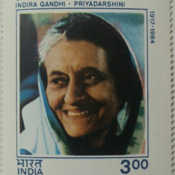 Indira Gandhi - Priyadarshini. Personality, Politician, Prime Minister, Indian National Congress, Anniversary, People Rs. 3  (Hinged/Gum washed stamp)