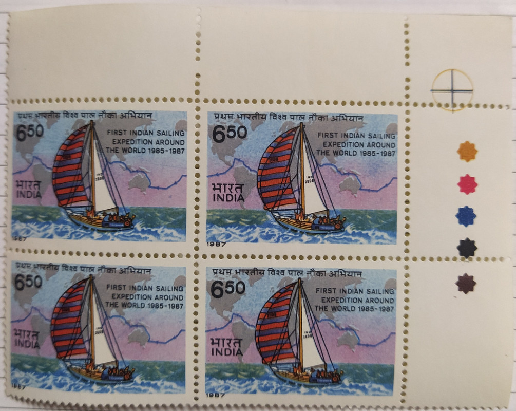 Indian Army Round the world yacht voyage (Block of 4 TL Stamp)