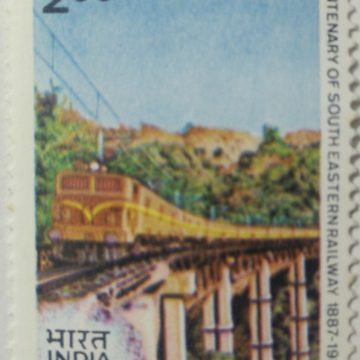 Centenary of South Eastern Railway Railway, Electro Locomotive on Viaduct  (Hinged/Gum washed stamp)