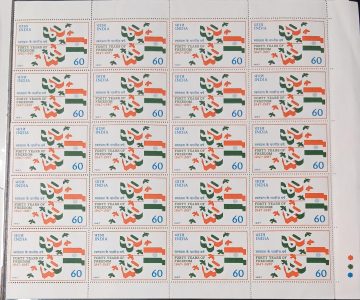 Flag Stylised Birds & 40  in English & hindi Rs.60p- MNH (Stamp Full Sheets - 40stamps)