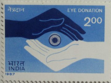Centenary of Service to Blind,Eye donation by a deceased person   (Hinged/Gum washed stamp)