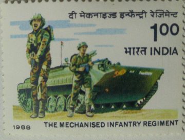 Presentation of colours to the Mechanised Infantry Regiment (Hinged/Gum washed stamp)