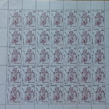 Durgadas Rathore Personality, Ruler, Emperor, Weapon, Spear, Headgear 60 P. Commemorative - Rs.60p- MNH (Stamp Full Sheets - 35stamps)