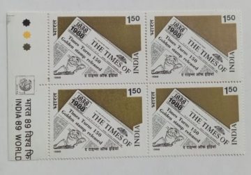 150th Anniv.of The Times if India.(Block of 4 TL Stamp)