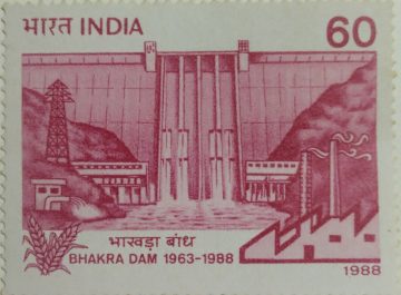 Bhakra Dam Bhakra Dam, Irrigation, Water 60 P. Commemorative (Hinged/Gum washed stamp)