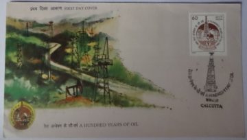 First Day Cover - 29 Dec 1989 Centenary Of Indian Oil Production (Fdc-1989) (Spots/Hinged/Slightly Damaged/Paper Stuck)