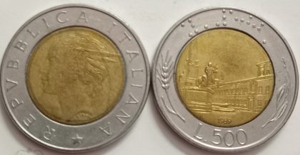 ITALY 500 LIRE 1989 (used) | Indian Postage Stamps | Indian Coins | Old Indian Currency | Rare Indian Coins | Numismatic Collection India