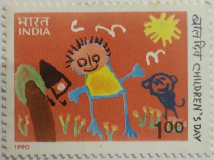 Childrens Day Childrens Day, Painting, Doll, Cat  (Hinged/Gum washed stamp) | Indian Postage Stamps | Indian Coins | Old Indian Currency | Rare Indian Coins | Numismatic Collection India