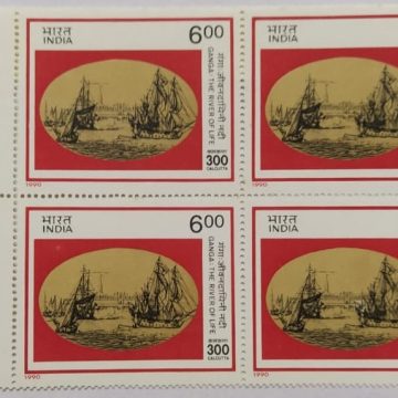 Calcutta Tricentenary, 18th Century Shipping on the Ganges &old Fort william  (Hinged gumwash Block of 4 TL)