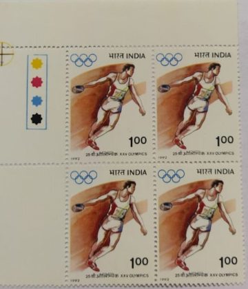 25th Olympic Games, Barcelona Olympic Games,Discuse throw (Block of 4 TL Stamp)