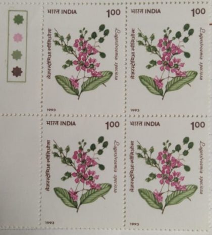 Indian Flowering Trees, Jarul, the Pride of India Tree (Block of 4 TL Stamp) | Indian Postage Stamps | Indian Coins | Old Indian Currency | Rare Indian Coins | Numismatic Collection India