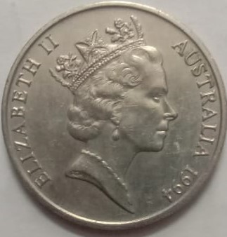 AUS_1994_20 Cent  (used) | Indian Postage Stamps | Indian Coins | Old Indian Currency | Rare Indian Coins | Numismatic Collection India