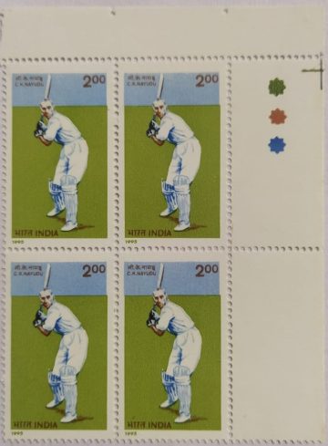 Cricket C.K. C.K. NAYUDU Cricket India Rs.2 (Block of 4 TL Stamps)