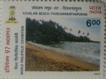 INDEPEX'97' International stamp Exhibition, New Delhi Beacher of India, Kovalam, Thiruvananthpuram, kerala  (Hinged/Gum washed stamp)