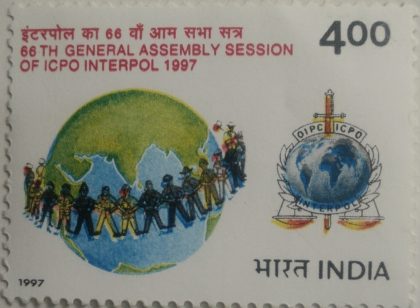 Interpol 66th General Assembly of ICPO Interpol Event (Hinged/Gum washed stamp) | Indian Postage Stamps | Indian Coins | Old Indian Currency | Rare Indian Coins | Numismatic Collection India