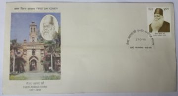 First Day Cover 27 Mar 1998 Death Centenary Of Sir Syed Ahmad Khan (social Reformer & Educationist) (fdc-1998) (spots/hinged/slightly Damaged/paper Stuck)
